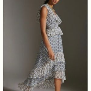 MISA RUFFLE-TIERED MIDI DRESS